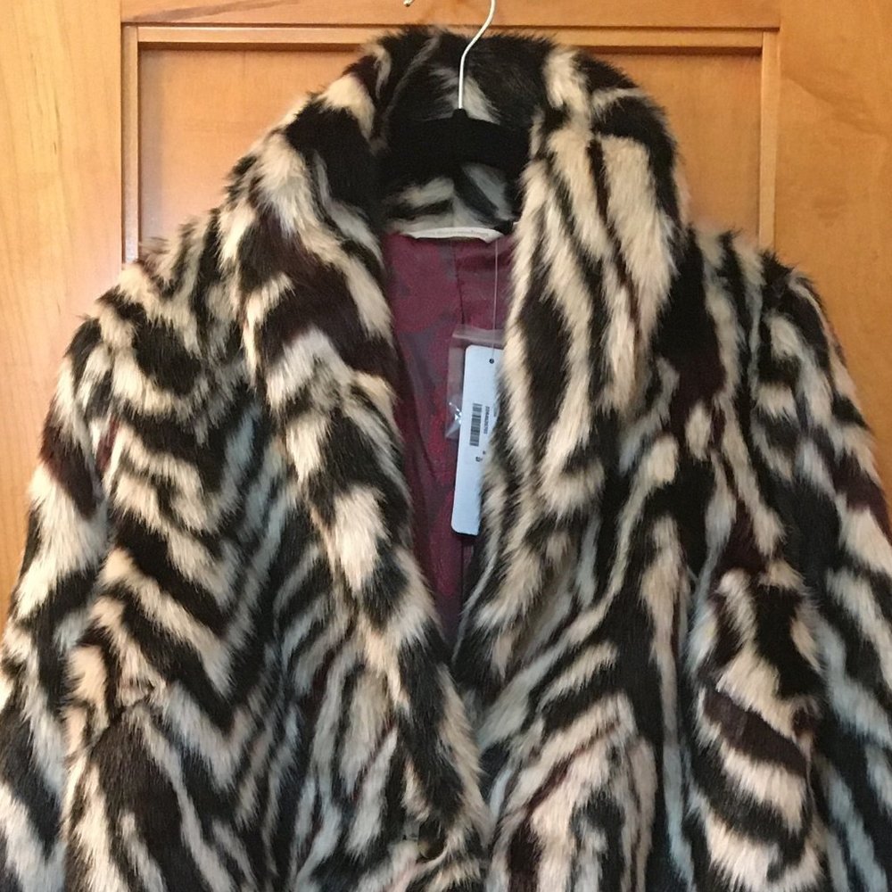 Yara Zebra Faux Fur Coat